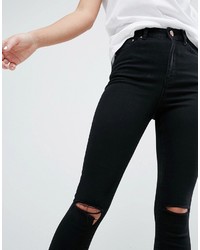 Черные рваные джинсы скинни от Asos