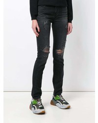 Черные рваные джинсы скинни от Marcelo Burlon County of Milan