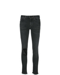 Черные рваные джинсы скинни от Dondup