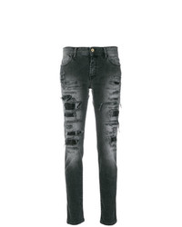 Черные рваные джинсы скинни от Just Cavalli