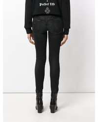 Черные рваные джинсы скинни от Marcelo Burlon County of Milan
