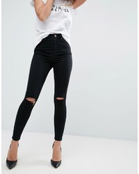 Черные рваные джинсы скинни от Asos