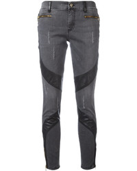 Черные рваные джинсы скинни от Versace