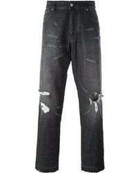 Мужские черные рваные джинсы от AMI Alexandre Mattiussi