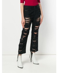 Женские черные рваные джинсы от Diesel