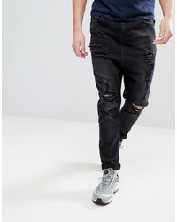 Мужские черные рваные джинсы от ASOS DESIGN