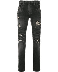 Мужские черные рваные джинсы от Balmain