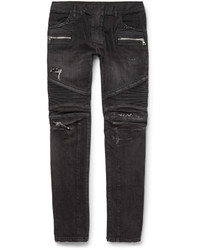 Мужские черные рваные джинсы от Balmain