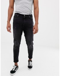 Мужские черные рваные джинсы от Bershka