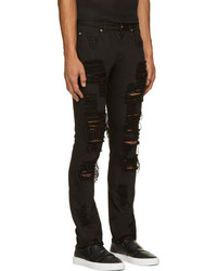 Мужские черные рваные джинсы от Versace
