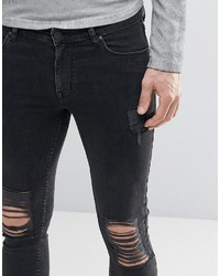 Мужские черные рваные джинсы от Asos