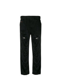 Женские черные рваные джинсы от Diesel