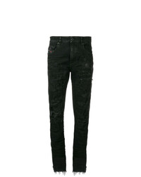 Женские черные рваные джинсы от Diesel