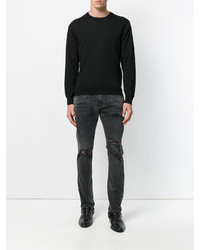 Мужские черные рваные джинсы от Pierre Balmain