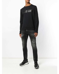 Мужские черные рваные джинсы от John Richmond