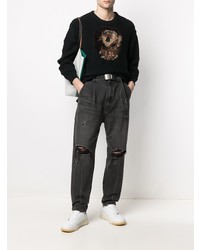 Мужские черные рваные джинсы от Doublet