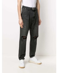 Мужские черные рваные джинсы от Doublet