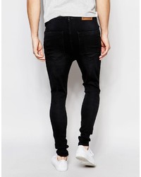 Мужские черные рваные джинсы от Siksilk