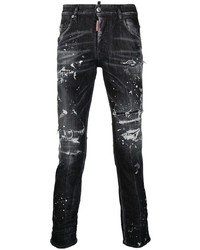 Мужские черные рваные джинсы от DSQUARED2