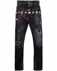 Мужские черные рваные джинсы от John Richmond