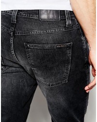 Мужские черные рваные джинсы от Nudie Jeans