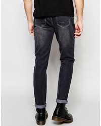 Мужские черные рваные джинсы