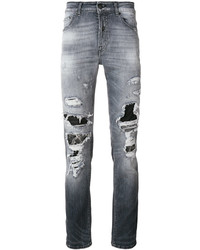 Мужские черные рваные джинсы от Marcelo Burlon County of Milan