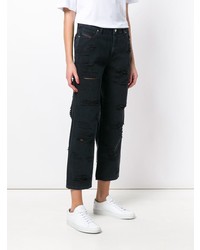 Женские черные рваные джинсы от Diesel