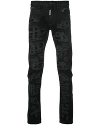 Мужские черные рваные джинсы от Philipp Plein