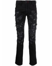 Мужские черные рваные джинсы от Philipp Plein