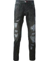 Мужские черные рваные джинсы от Philipp Plein