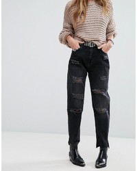 Женские черные рваные джинсы от Pull&Bear