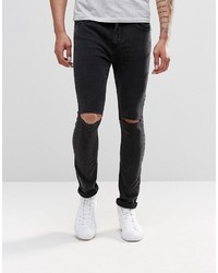 Мужские черные рваные джинсы от Pull&Bear