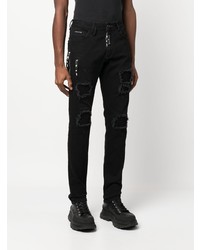 Мужские черные рваные джинсы от Philipp Plein