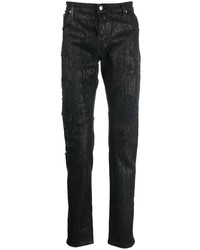 Мужские черные рваные джинсы от Roberto Cavalli