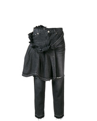 Женские черные рваные джинсы от Sacai