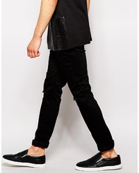 Мужские черные рваные джинсы от Hype