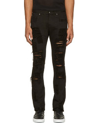 Мужские черные рваные джинсы от Versace