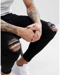 Мужские черные рваные зауженные джинсы от Aces Couture