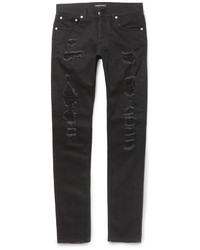Мужские черные рваные зауженные джинсы от Alexander McQueen
