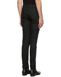 Мужские черные рваные зауженные джинсы от Saint Laurent
