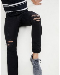 Мужские черные рваные зауженные джинсы от Bolongaro Trevor