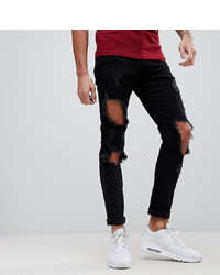 Мужские черные рваные зауженные джинсы от Brooklyn Supply Co.