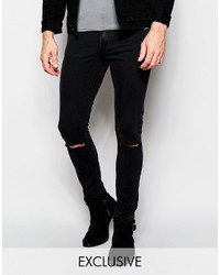 Мужские черные рваные зауженные джинсы от Cheap Monday
