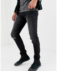 Мужские черные рваные зауженные джинсы от D-struct