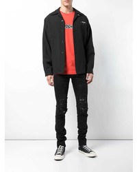 Мужские черные рваные зауженные джинсы от Mjb