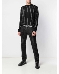 Мужские черные рваные зауженные джинсы от Philipp Plein
