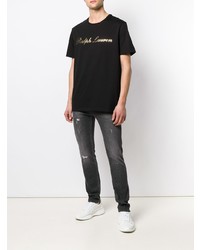 Мужские черные рваные зауженные джинсы от Neil Barrett