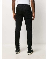 Мужские черные рваные зауженные джинсы от Represent