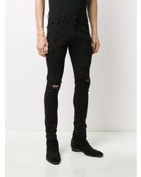 Мужские черные рваные зауженные джинсы от Family First